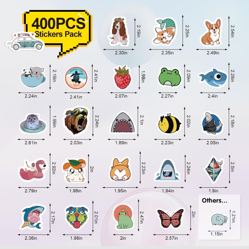 Arme 400Pcs Animal Stickers Pack  Cute Animal Stickers Waterproof  Pet Stickers for Toddlers Kids Teens Girls Boys  Colorful Vinyl Stickers for Water Bottles Computer Skateboad Phone Notebooks - Image 2